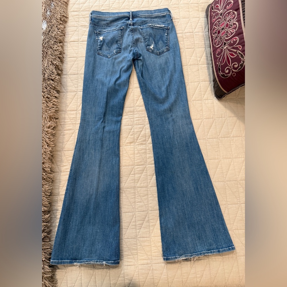 MOTHER Distressed Blue Flare Jeans - Picture 2 of 7